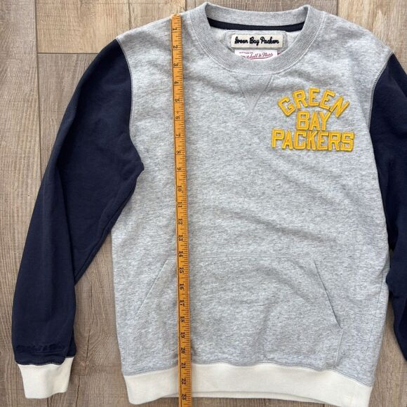 Green Bay Packers Mens Mitchell & Ness Retro Crewneck Sweatshirt Size S Gray NFL - Picture 9 of 10
